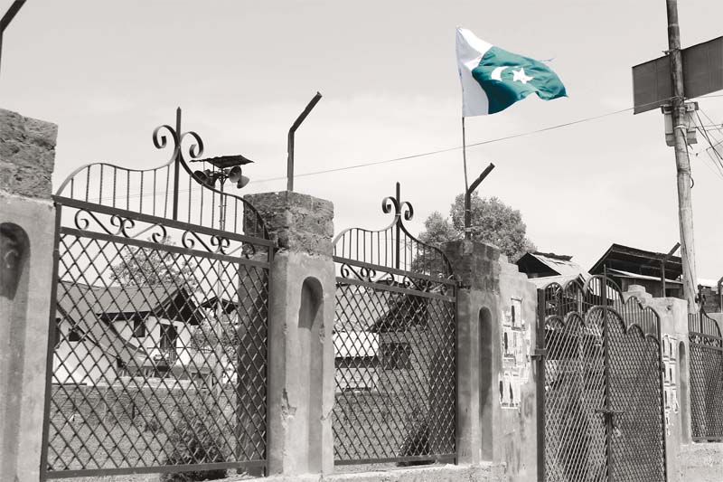 in old barzulla srinagar which is considered a hotbed of pro freedom activities and geelani s supporters two pakistan flags always remain hoisted in a public park photo haziq qadri