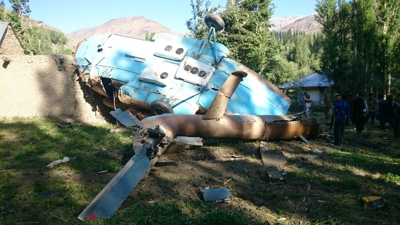 wreckage of the mi 17 that crash landed in chitral on thursday photo security sources