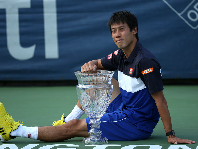 japan 039 s kei nishikori celebrates his win over isner for the washington title photo courtesy sporting life