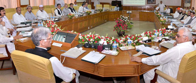 chief minister k p pervez khattak presiding over the cabinet meeting photo inp