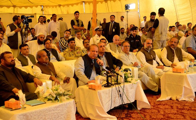 prime minister nawaz sharif speaks during briefing on burhan havelian motorway in haripur on august 13 2015 photo pid