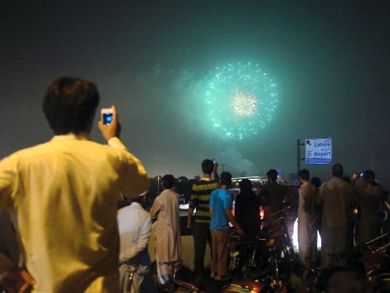 a fireworks display at parade avenue islamabad marked august 14 2015 photo afp