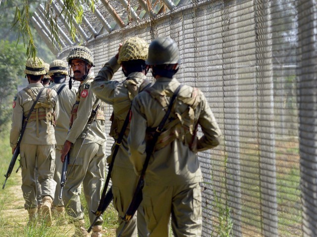 pakistani security forces seen along the loc photo afp