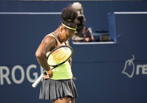 serena williams of the usa reacts in her semi final match against belinda bencic of switzerland during the rogers cup tennis tournament at the aviva centre belinda bencic won 3 6 7 5 6 4 photo reuters