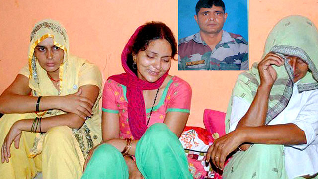 family members of lance naik vedmitra chaudhary 31 mourn his death in meerut on saturday photo pti