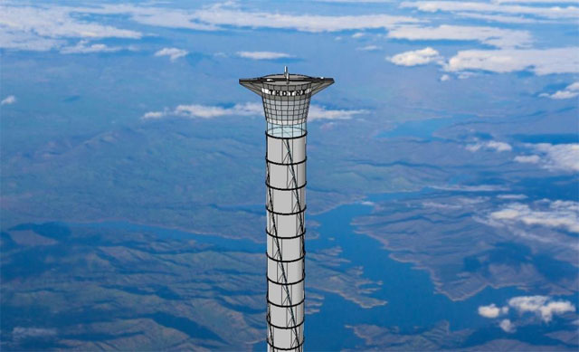 the tower will be 20 times higher than burj khalifa allowing astronauts to take an elevator part way into orbit photo afp