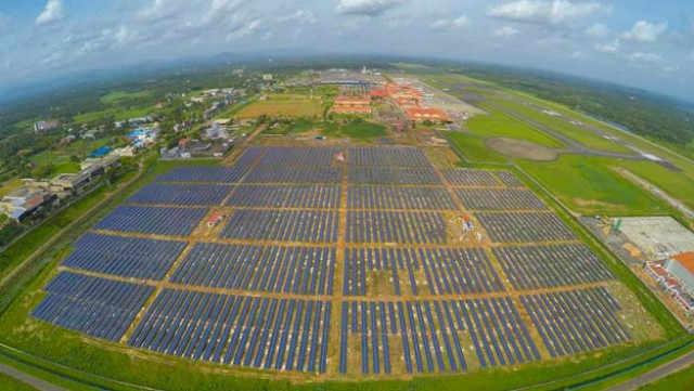 the airport s solar power plant comprised of over 46 000 solar panels spread over 45 acres of land near its cargo complex is capable of producing 50 000 to 60 000 units of electricity per day photo courtesy cial the airport s solar power plant comprised of over 46 000 solar panels spread over 45 acres of land near its cargo complex is capable of producing 50 000 to 60 000 units of electricity per day photo courtesy cial