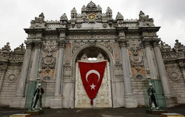 the ottoman era dolmabahce palace is decorated with a huge turkish flag as part of the national sovereignty and children 039 s day celebrations in istanbul april 23 2009 photo reuters