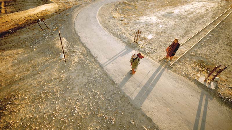 wahidullah and bagoo standing beside a broken railway track near khost photo syntax communications