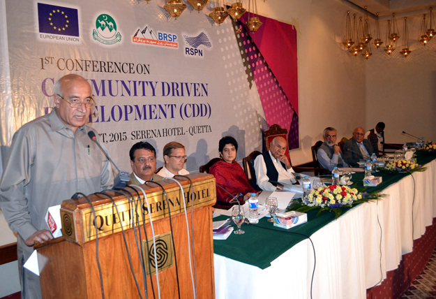 chief minister dr abdul malik addressing to the first conference of community driven development photo online