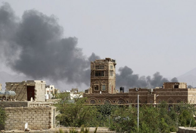 smoke billows following air strikes by the saudi led coalition on a weapons depot at a military airport currently controlled by yemeni shia huthi rebels in the capital sanaa on august 20 2015 photo afp smoke billows following air strikes by the saudi led coalition on a weapons depot at a military airport currently controlled by yemeni shia huthi rebels in the capital sanaa on august 20 2015 photo afp