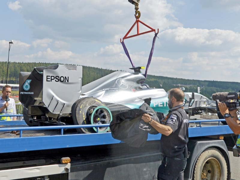 the crashes highlighted the dangers at spa where last year hamilton and rosberg s intra team rivalry resulted in a collision during the race photo afp