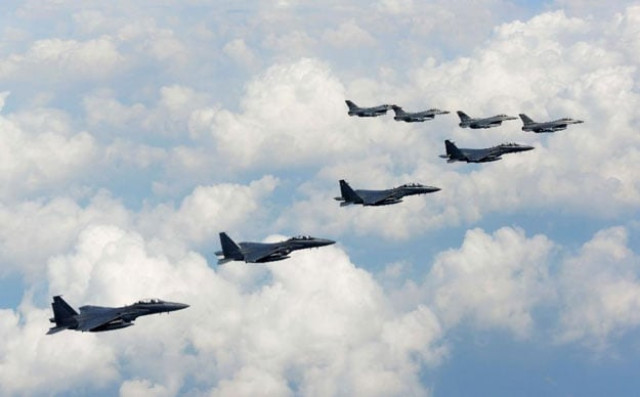 us and south korean fighter jets fly over the korean peninsula on august 22 2015 photo afp us and south korean fighter jets fly over the korean peninsula on august 22 2015 photo afp