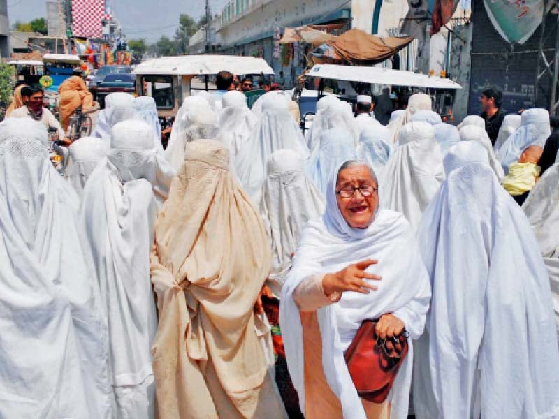 women protest outside bannu press club photo express