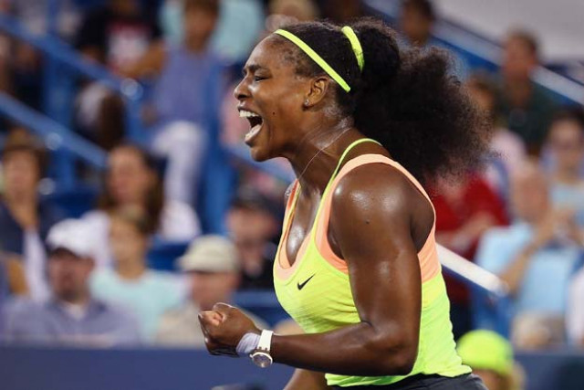 serena williams reacts during her match against elina svitolina of ukraine during the semifinals on day 8 of the western amp southern open on august 22 2015 photo afp serena williams reacts during her match against elina svitolina of ukraine during the semifinals on day 8 of the western amp southern open on august 22 2015 photo afp