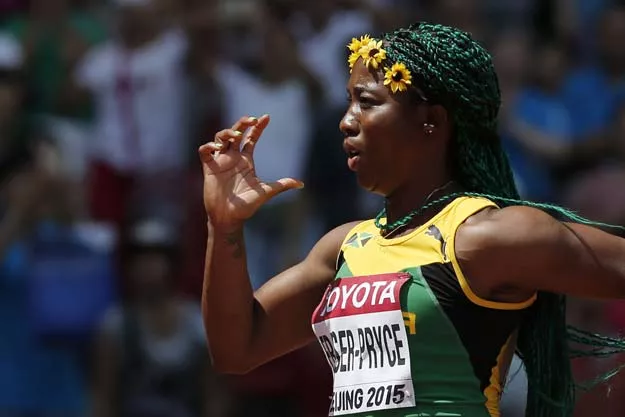 jamaica 039 s shelly ann fraser pryce competes during the heats of the women 039 s 100 metres athletics event at the 2015 iaaf world championships at the quot bird 039 s nest quot national stadium in beijing on august 23 2015 photo afp jamaica 039 s shelly ann fraser pryce competes during the heats of the women 039 s 100 metres athletics event at the 2015 iaaf world championships at the quot bird 039 s nest quot national stadium in beijing on august 23 2015 photo afp