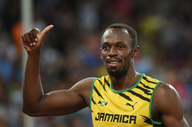 jamaica 039 s usain bolt gestures after the semi final of the men 039 s 100 metres athletics event at the 2015 iaaf world championships at the quot bird 039 s nest quot national stadium in beijing on august 23 2015 photo afp jamaica 039 s usain bolt gestures after the semi final of the men 039 s 100 metres athletics event at the 2015 iaaf world championships at the quot bird 039 s nest quot national stadium in beijing on august 23 2015 photo afp