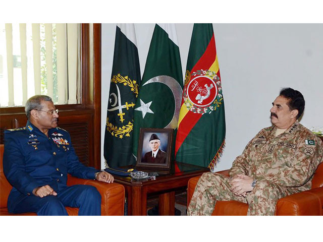 coas general raheel sharif meets chief of air staff air chief marshal sohail aman at the general headquarters ghq in rawalpindi photo ispr