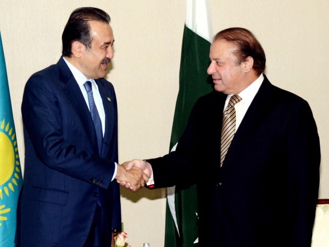 prime minister nawaz sharif shakes hands with kazakhstan prime minister at astana on august 25 2015 photo pid