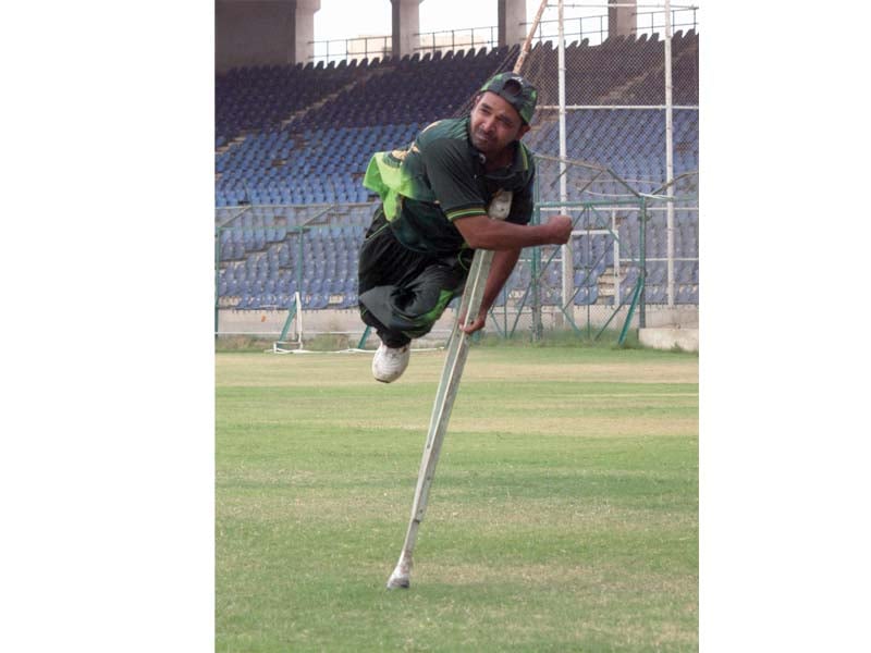 the disabled cricket team managed 126 7 as danish ahmed top scored with 39 off 37 balls and asad ali picked up three scalps photo athar khan express