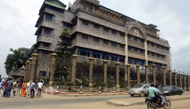 a general view shows the ikotun headquaters of synagogue church of all nations scoan in lagos photo afp