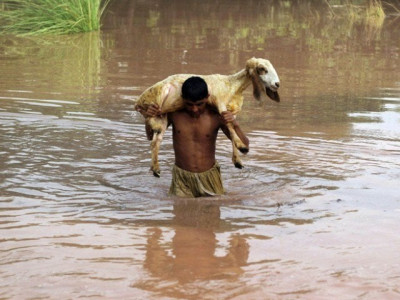 danger ahead contractors break away protective dykes for mud