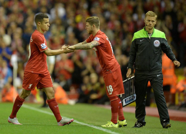 philippe coutinho is substituted by alberto moreno during liverpool 039 s premier league game against bournemouth at anfield photo afp philippe coutinho is substituted by alberto moreno during liverpool 039 s premier league game against bournemouth at anfield photo afp