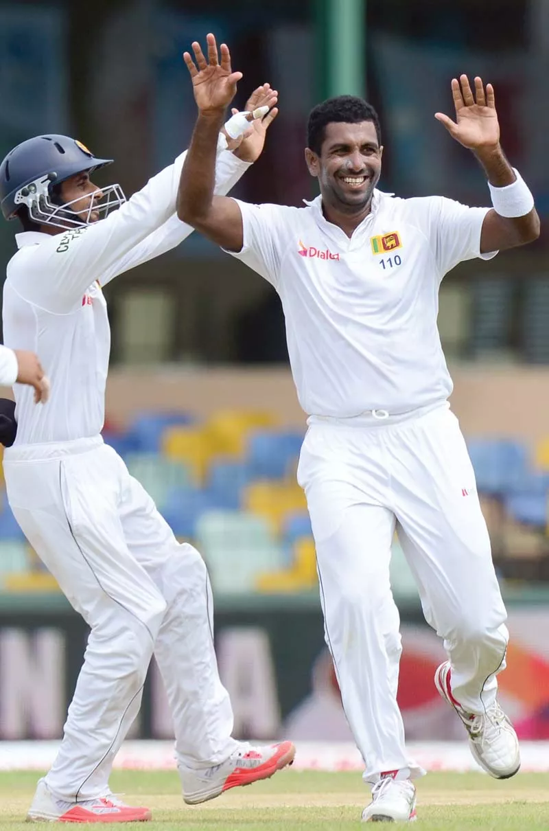 dhammika prasad let loose a sharp in swinger to dismiss india lost second test century maker lokesh rahul off the second ball of the game photo afp dhammika prasad let loose a sharp in swinger to dismiss india lost second test century maker lokesh rahul off the second ball of the game photo afp