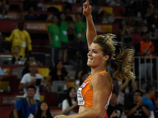 dafne schippers celebrates winning the final of the women 039 s 200 metres athletics event photo afp dafne schippers celebrates winning the final of the women 039 s 200 metres athletics event photo afp