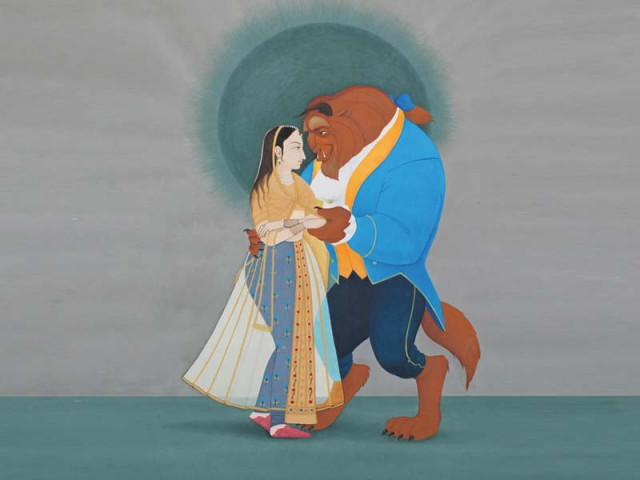artist farhat ali has created art by combining two beloved forms of entertainment cartoons and miniatures photos courtesy sanat art gallery artist farhat ali has created art by combining two beloved forms of entertainment cartoons and miniatures photos courtesy sanat art gallery