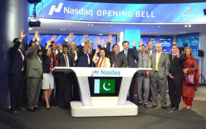 in a first for pakistan lodhi rings nasdaq s bell to mark independence day