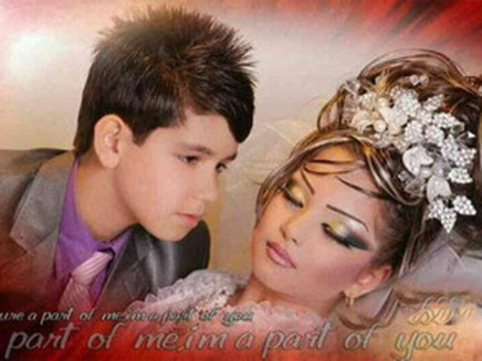 wedding photo shoot of a 14 year old boy getting married to a 10 year old girl in iran photo al arabiya