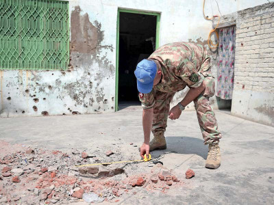 un observers visit shelled villages in sialkot