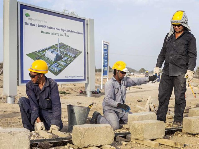 chinese and pakistani workers at the sindh engro coal mining co site in thar photo getty