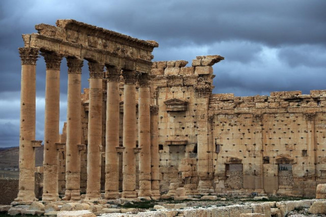 a view of the external courtyard of the temple of baal also written bel in the ancient syrian oasis city of palmyra northeast of damascus pictured on march 14 2014 photo afp a view of the external courtyard of the temple of baal also written bel in the ancient syrian oasis city of palmyra northeast of damascus pictured on march 14 2014 photo afp