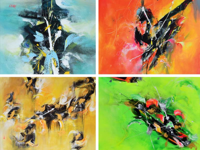 naqvi s works display his ability to juxtapose vibrant colours with darker colours such as black photos courtesy artscene gallery