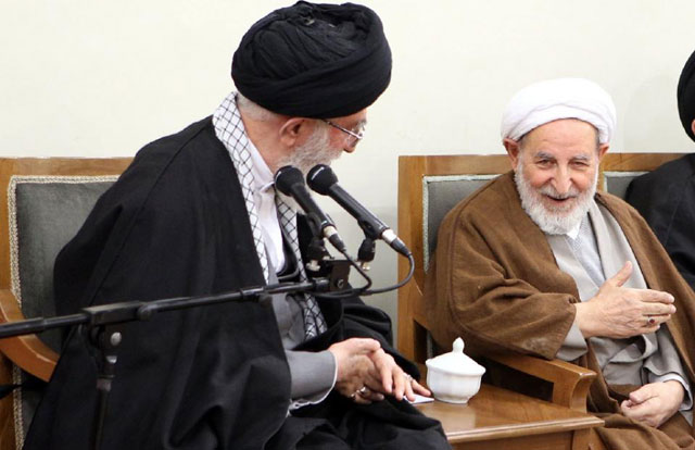 ayatollah mohammad yazdi right says iran 039 s nuclear agreement with world powers should not 039 change our foreign policy 039 of opposition to the united states photo afp