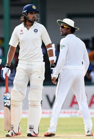 indian cricketer ishant sharma l and sri lankan cricketer dinesh chandimal exchange words during the fourth day of the third and final test cricket match between sri lanka and india photo afp indian cricketer ishant sharma l and sri lankan cricketer dinesh chandimal exchange words during the fourth day of the third and final test cricket match between sri lanka and india photo afp