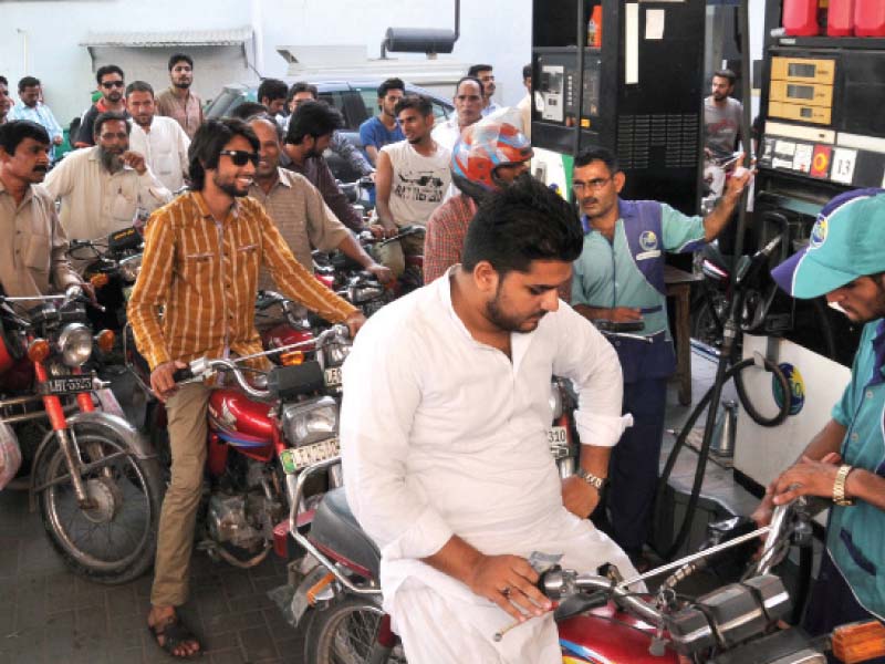 long queues were witnessed at several petrol stations in the city photo shafiq malik express