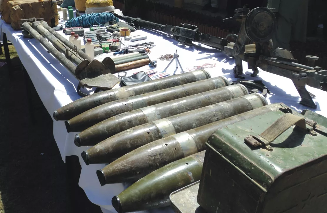 officials display weapons ammunition and explosives recovered during raids in balochistan photo banaras khan express officials display weapons ammunition and explosives recovered during raids in balochistan photo banaras khan express