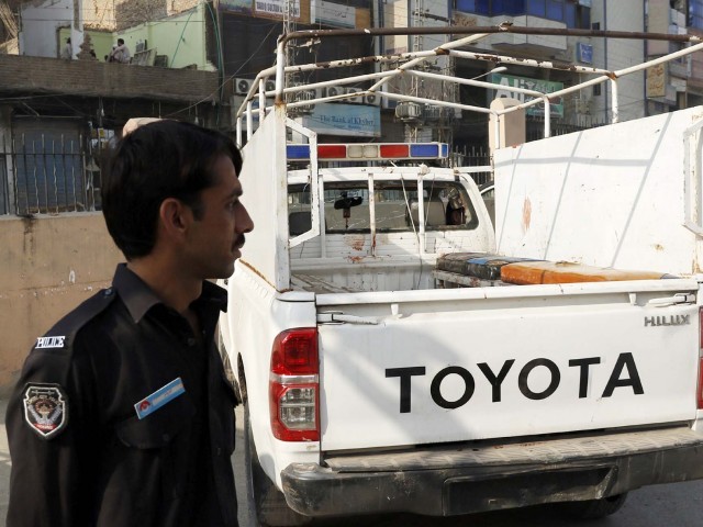 a police damaged in peshawar raid on september 2 2015 photo ppi