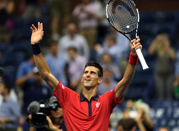 novak djokovic of serbia celebrates his win over andreas haider maurer of austria during their us open 2015 second round men 039 s singles match at the usta billie jean king national center september 2 2015 in new york photo afp