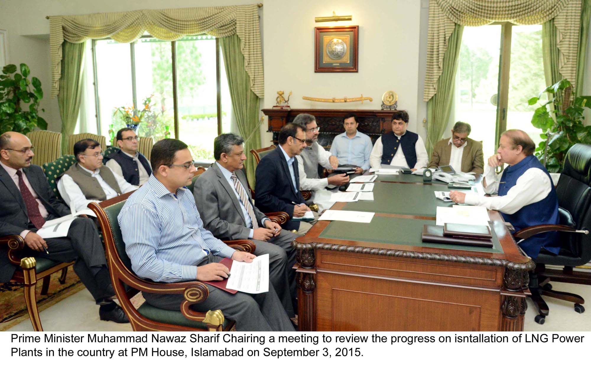 prime minister nawaz sharif chairs a meeting on lng power plants at the pm house on thursday photo pid