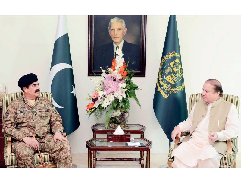 coas gen raheel in discussion with premier nawaz at the pm house photo inp