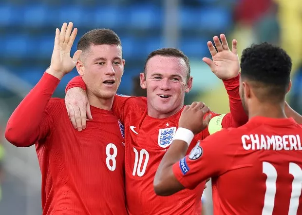 england 039 s ross barkley l celebrates after scoring a goal with team mates wayne rooney c and alex oxlade chamberlain during their euro 2016 qualifying soccer match against san marino at the olympic stadium in serravalle san marino september 5 2015 photo reuters england 039 s ross barkley l celebrates after scoring a goal with team mates wayne rooney c and alex oxlade chamberlain during their euro 2016 qualifying soccer match against san marino at the olympic stadium in serravalle san marino september 5 2015 photo reuters