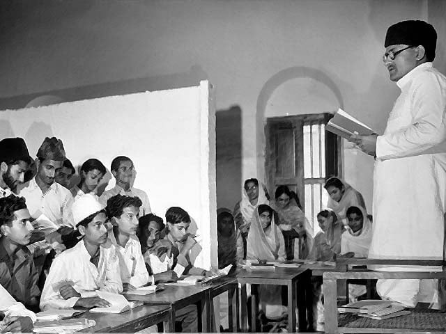 a teacher addresses students at the sindh muslim college in 1947 photo getty a teacher addresses students at the sindh muslim college in 1947 photo getty