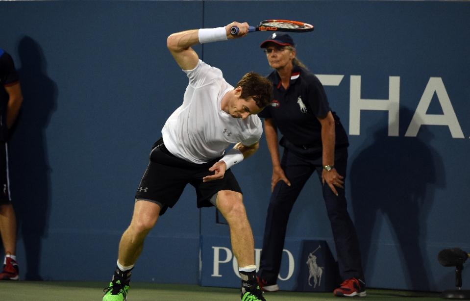 andy murray during his us open match against kevin anderson at the usta billie jean king national tennis center on september 7 2015 in new york photo afp