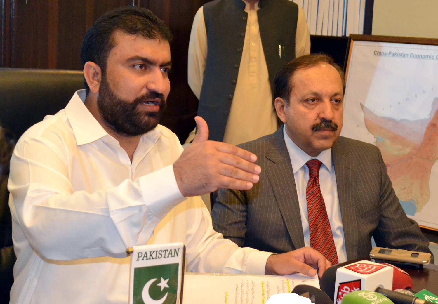 balochistan home minister sarfraz bugti addresses a press conference in quetta on september 8 2015 photo banaras khan express