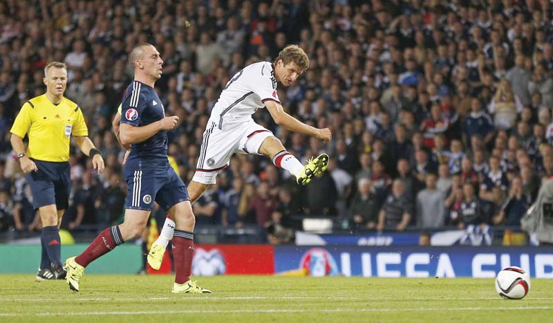 muller has been in superb scoring form off late for both club and country and was directly involved in all three goals for germany photo reuters