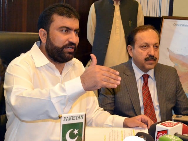 balochistan home minister sarfraz bugti addresses a press conference in quetta on september 8 2015 photo banaras khan express